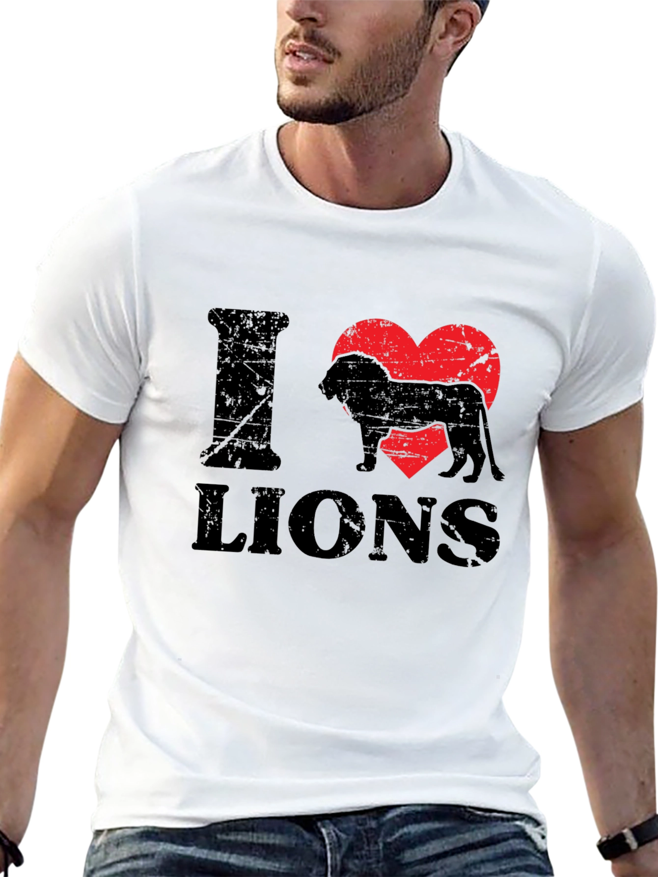 I Heart Lions Black T-Shirt - Animal Lover Tee