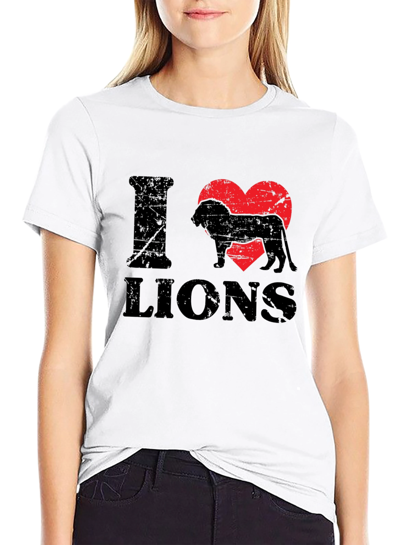 I Heart Lions Black T-Shirt - Animal Lover Tee