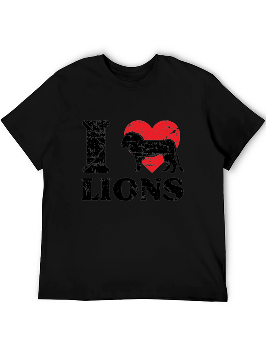 I Heart Lions Black T-Shirt - Animal Lover Tee
