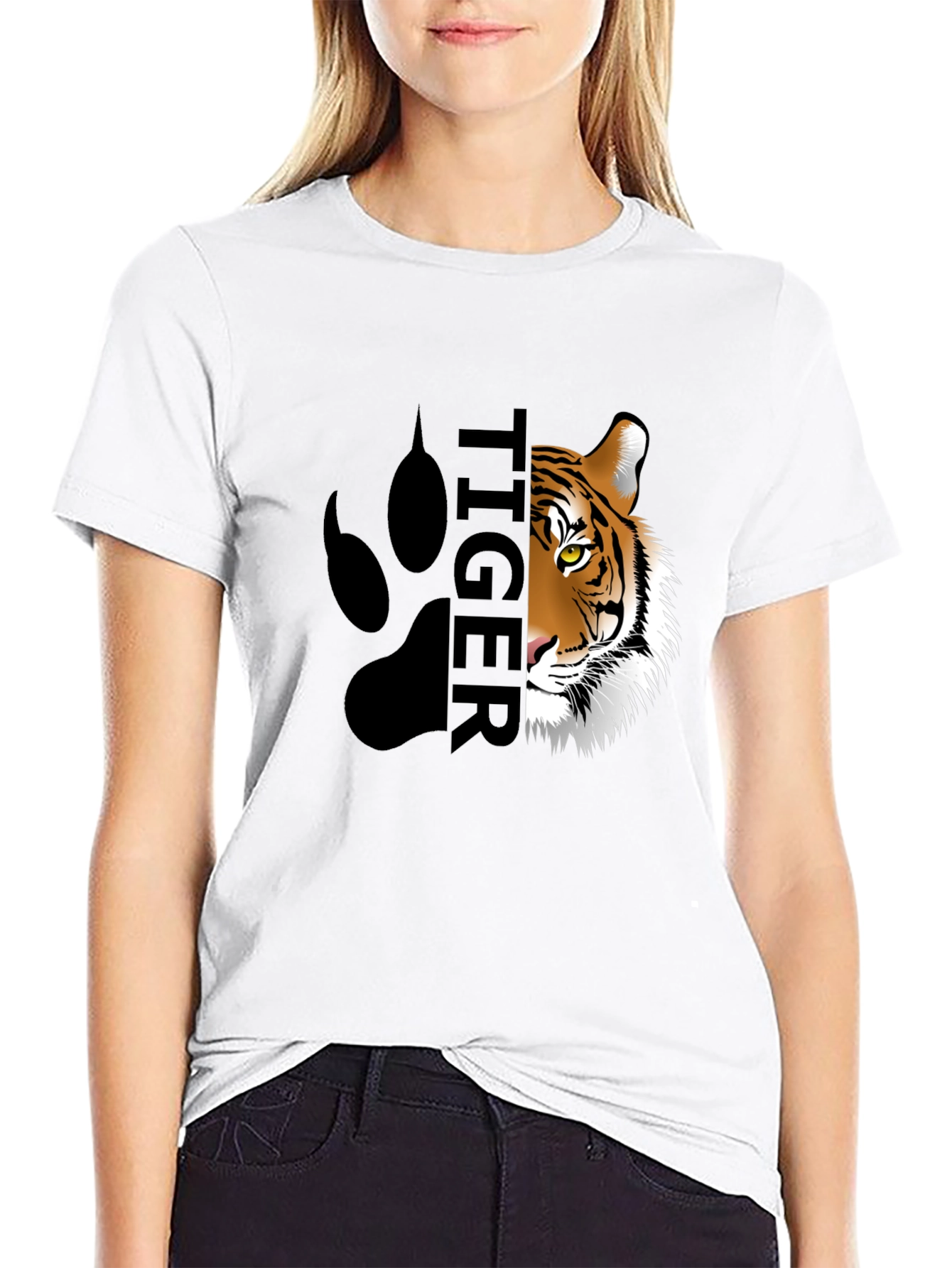 Mens Tiger Graphic Print Black T-Shirt