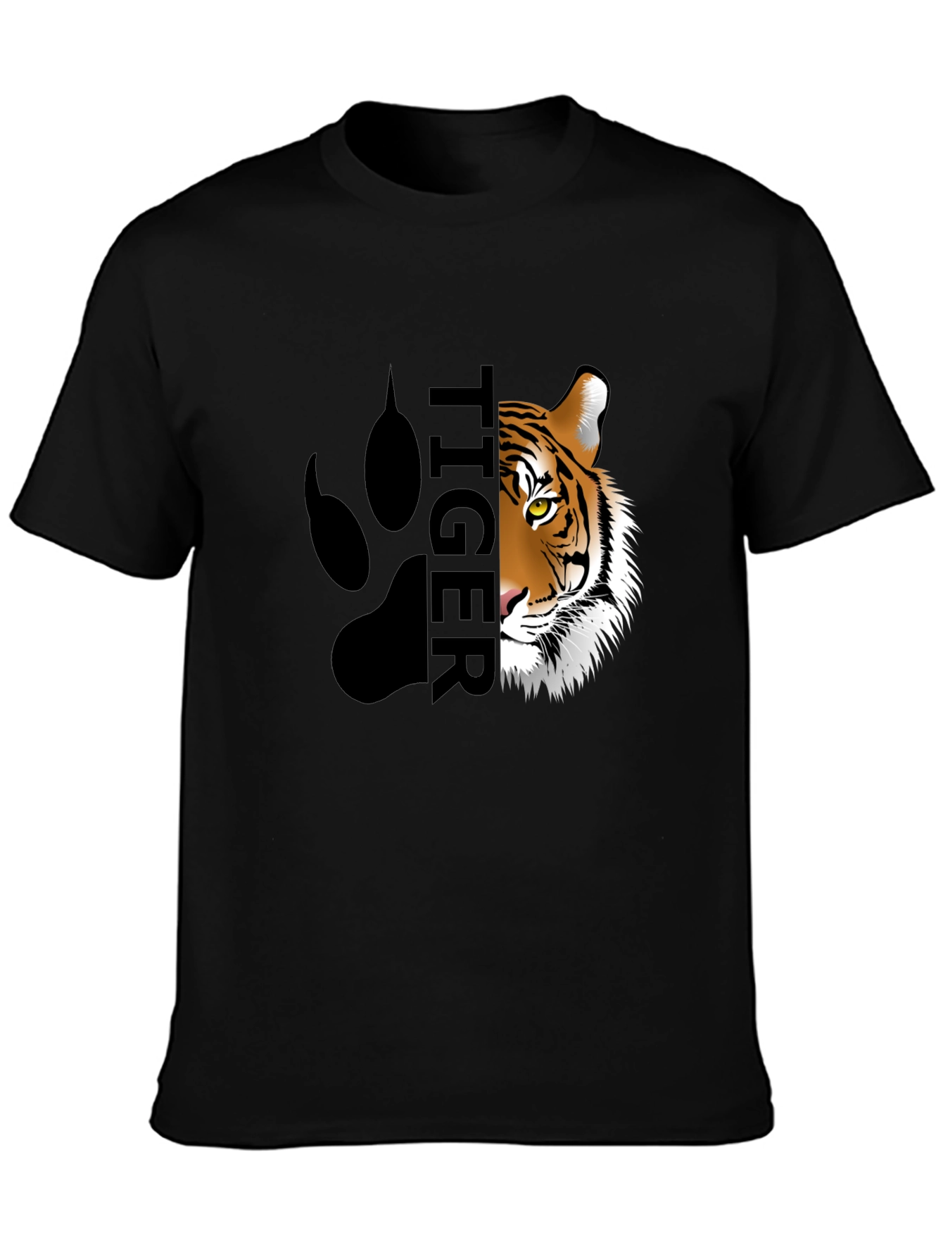 Mens Tiger Graphic Print Black T-Shirt