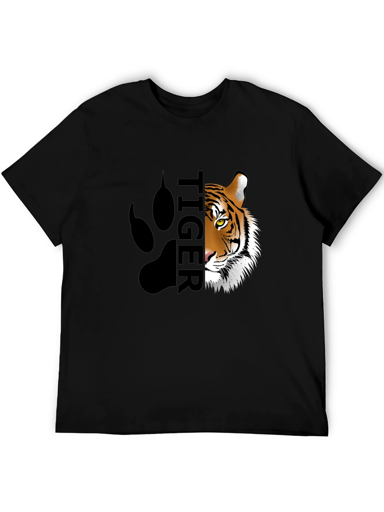Mens Tiger Graphic Print Black T-Shirt