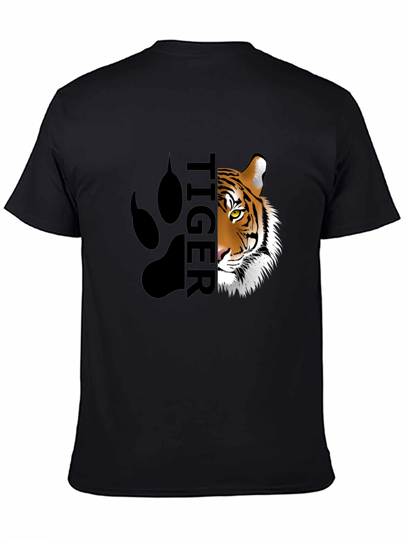 Mens Tiger Graphic Print Black T-Shirt