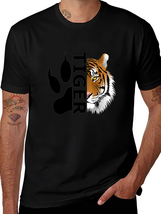 Mens Tiger Graphic Print Black T-Shirt
