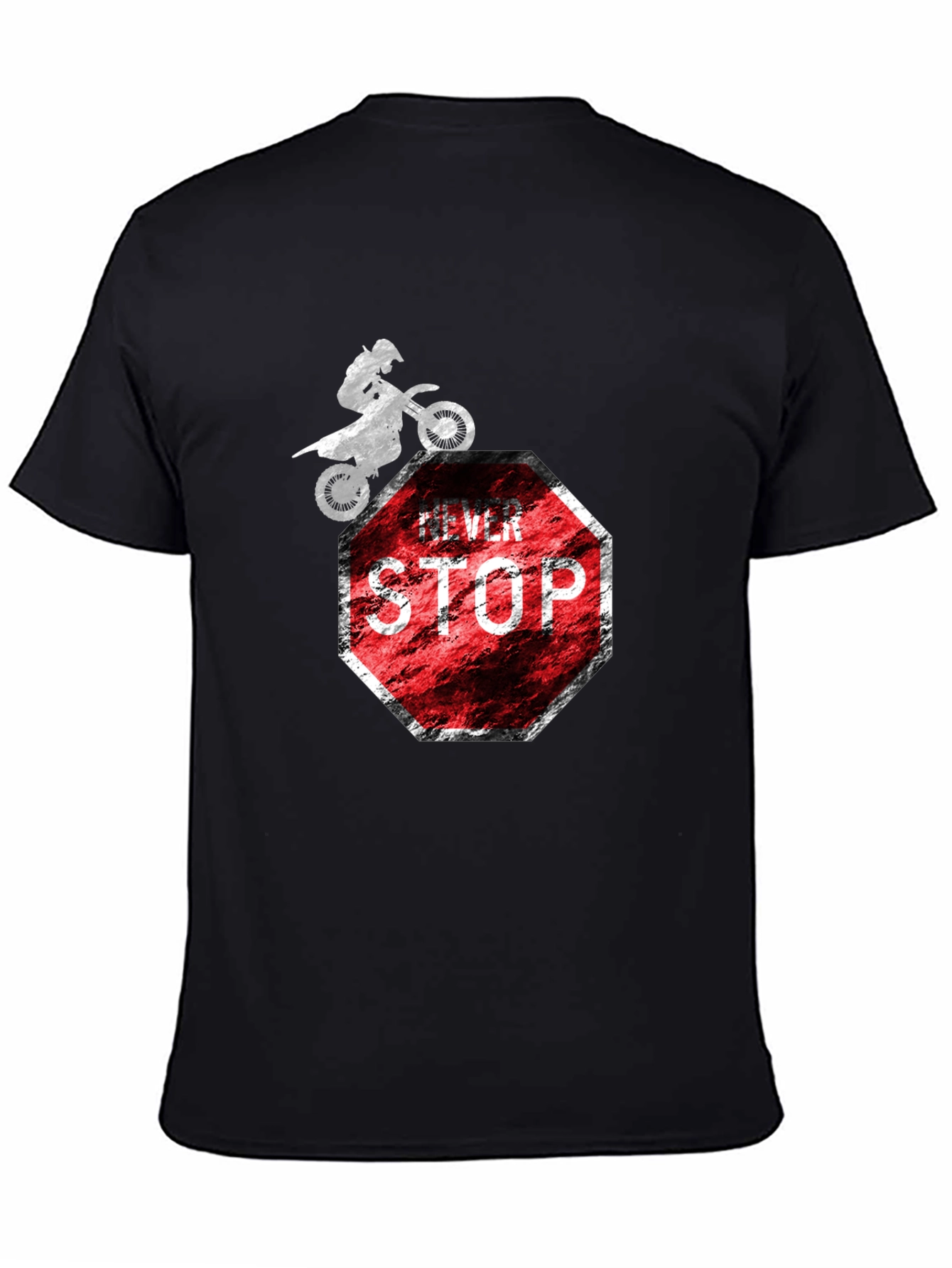 Never Stop T-Shirt - Motocross Stop Sign Design