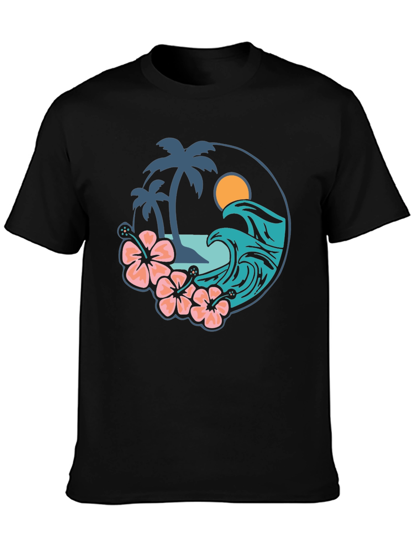 Tropical Vibe T-Shirt - Beach Scene Graphic Tee