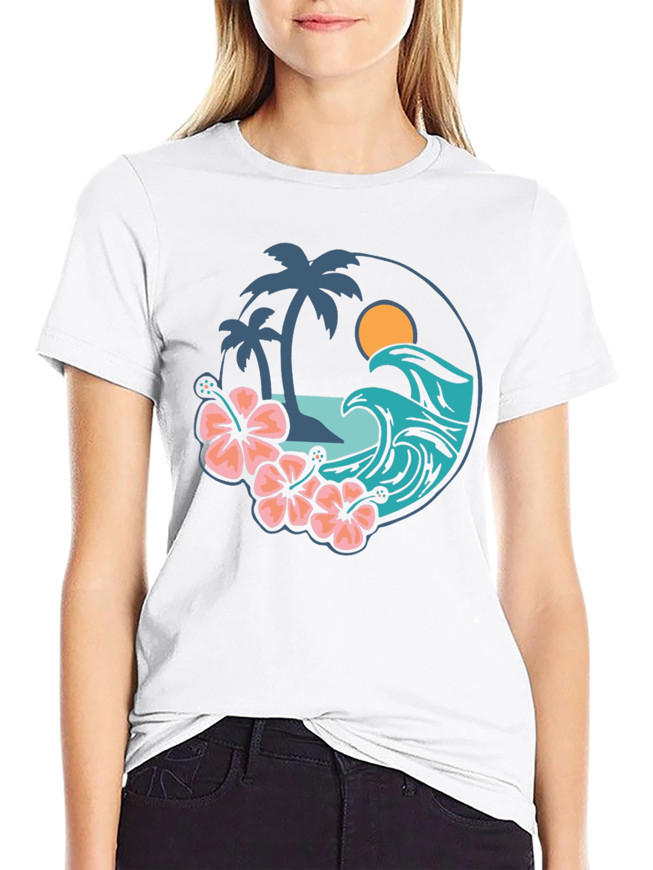 Tropical Vibe T-Shirt - Beach Scene Graphic Tee