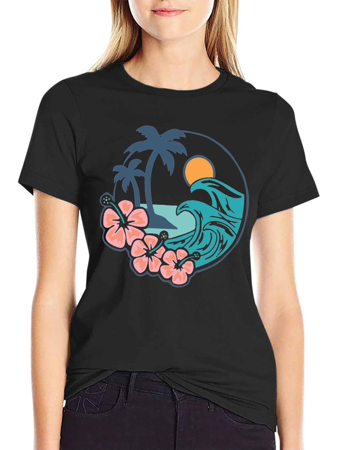 Tropical Vibe T-Shirt - Beach Scene Graphic Tee