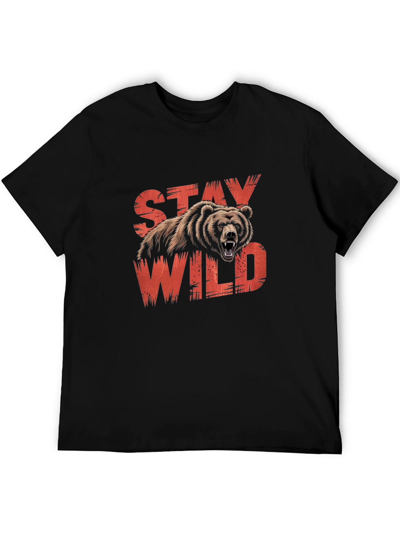 Stay Wild Bear Graphic Black T-Shirt