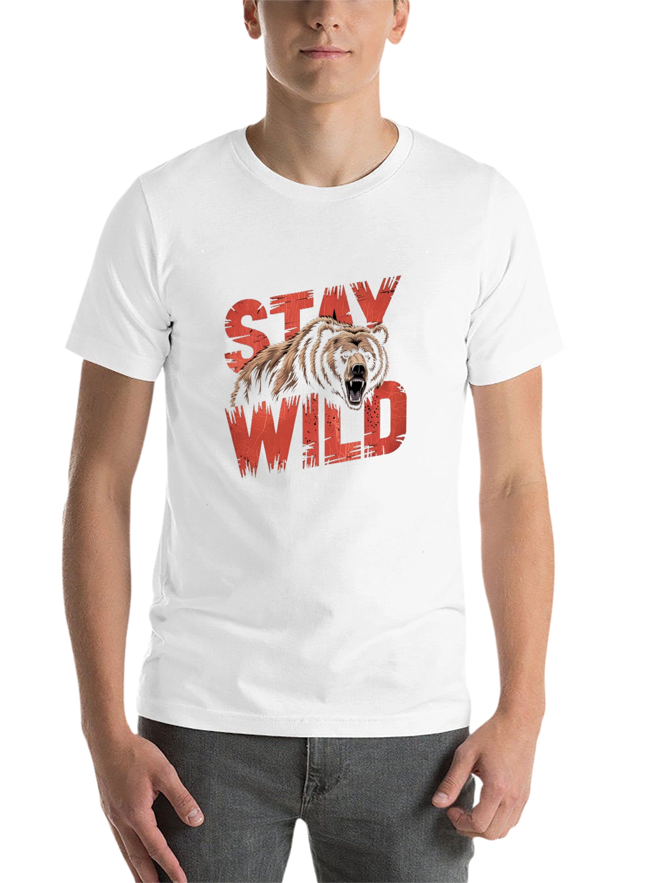 Stay Wild Bear Graphic Black T-Shirt