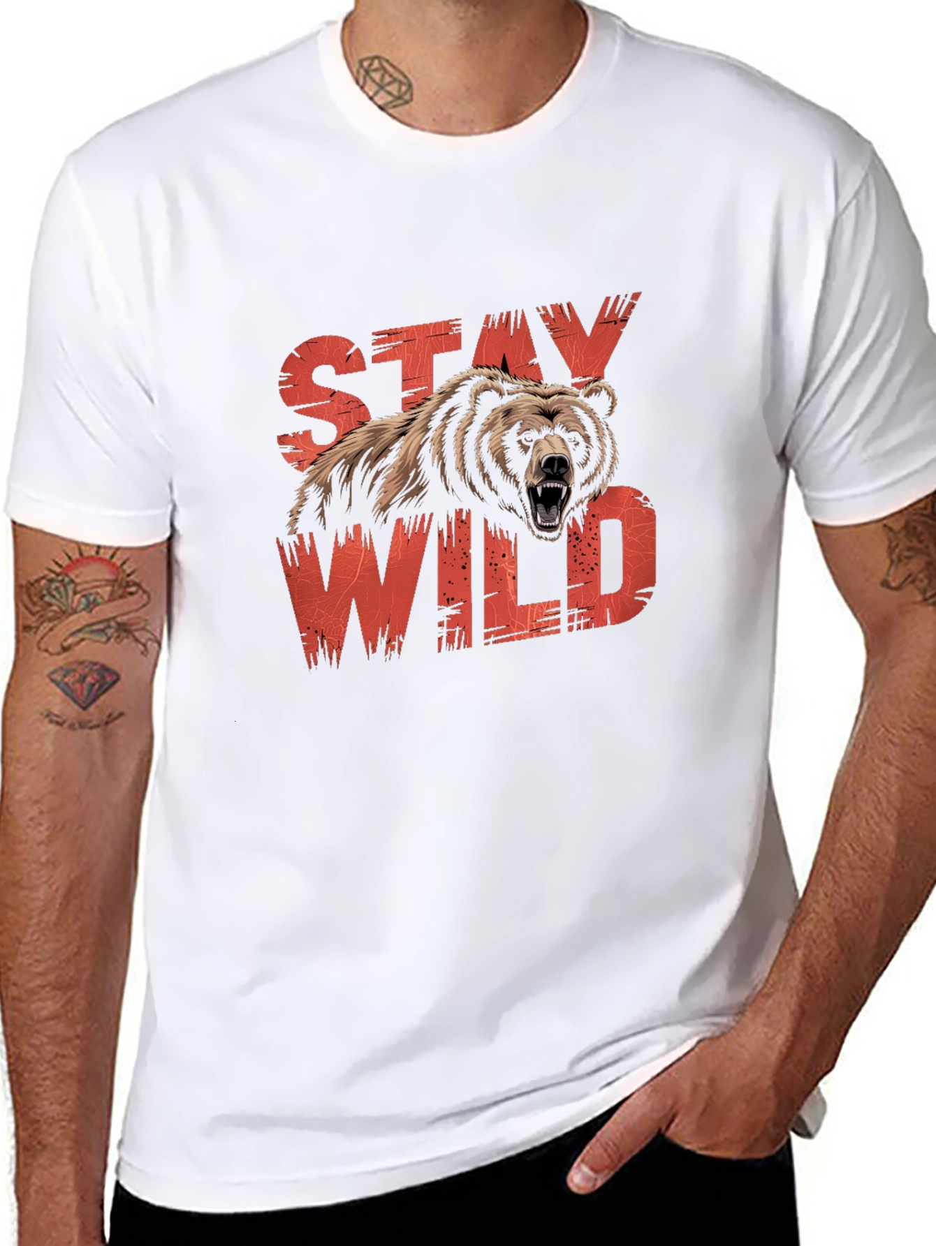 Stay Wild Bear Graphic Black T-Shirt