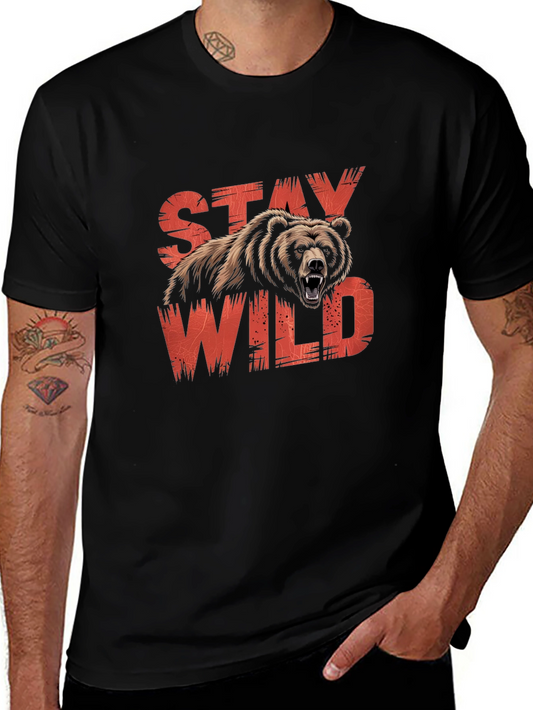 Stay Wild Bear Graphic Black T-Shirt