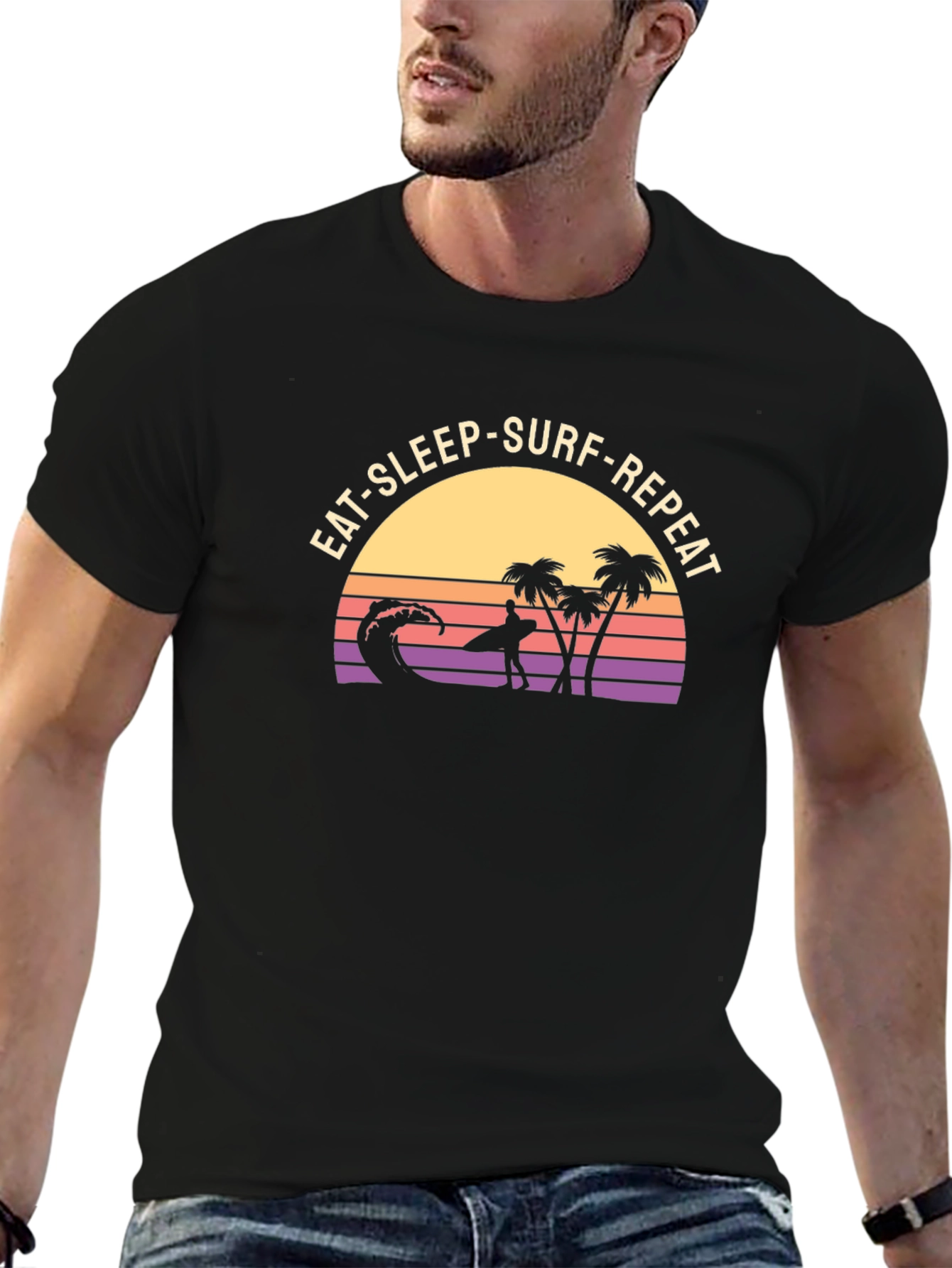 Eat Sleep Surf Repeat T-Shirt - Black