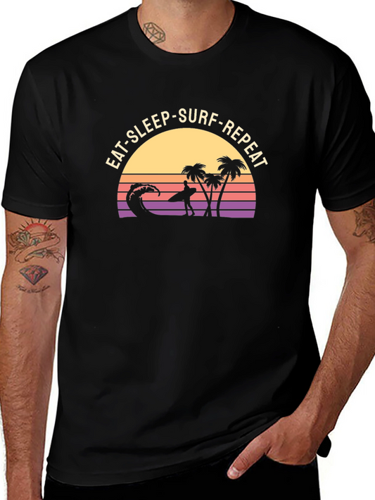 Eat Sleep Surf Repeat T-Shirt - Black