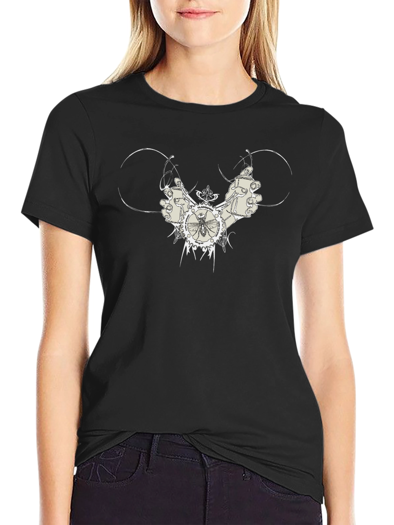 Modern Graphic Print Black T-Shirt