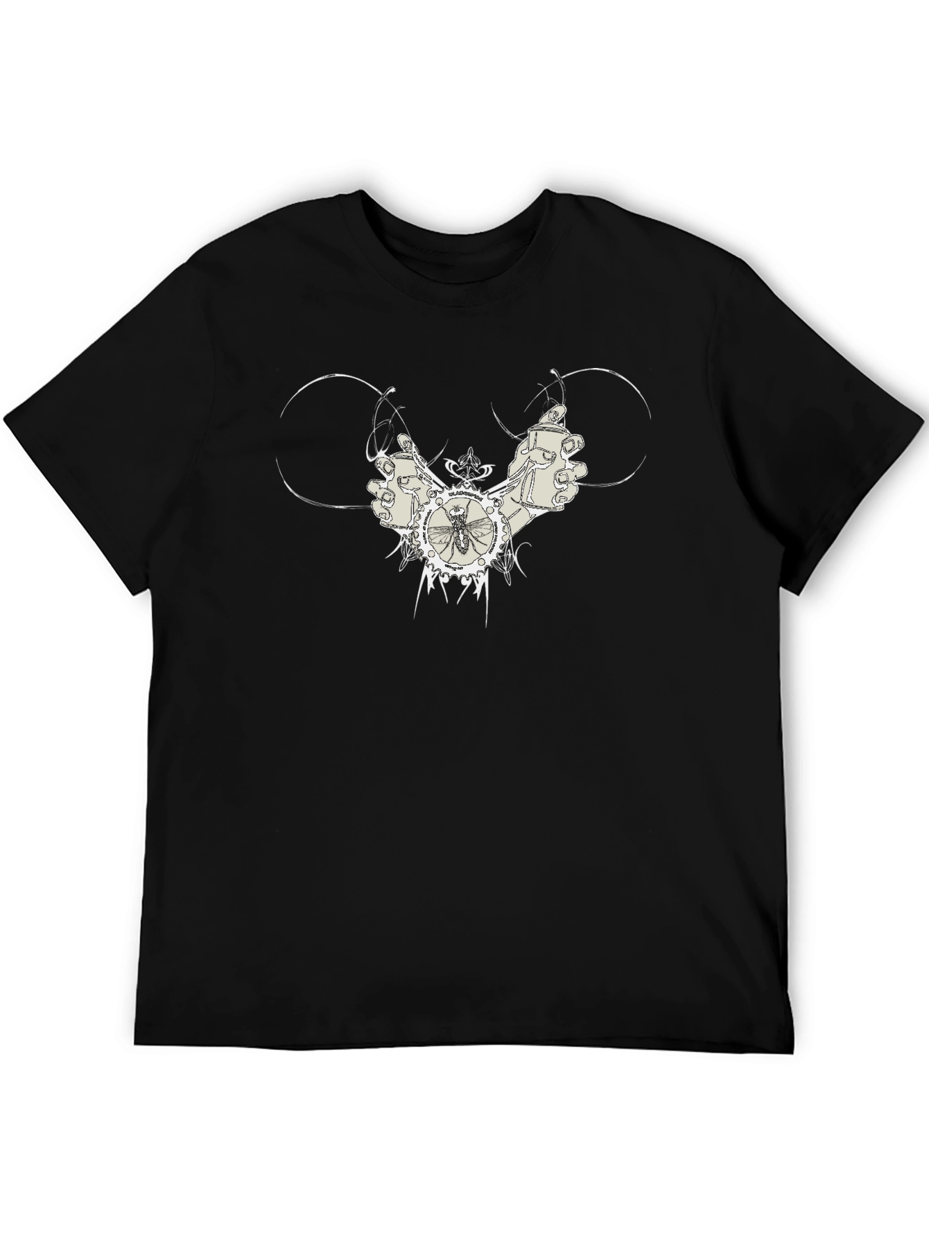 Modern Graphic Print Black T-Shirt