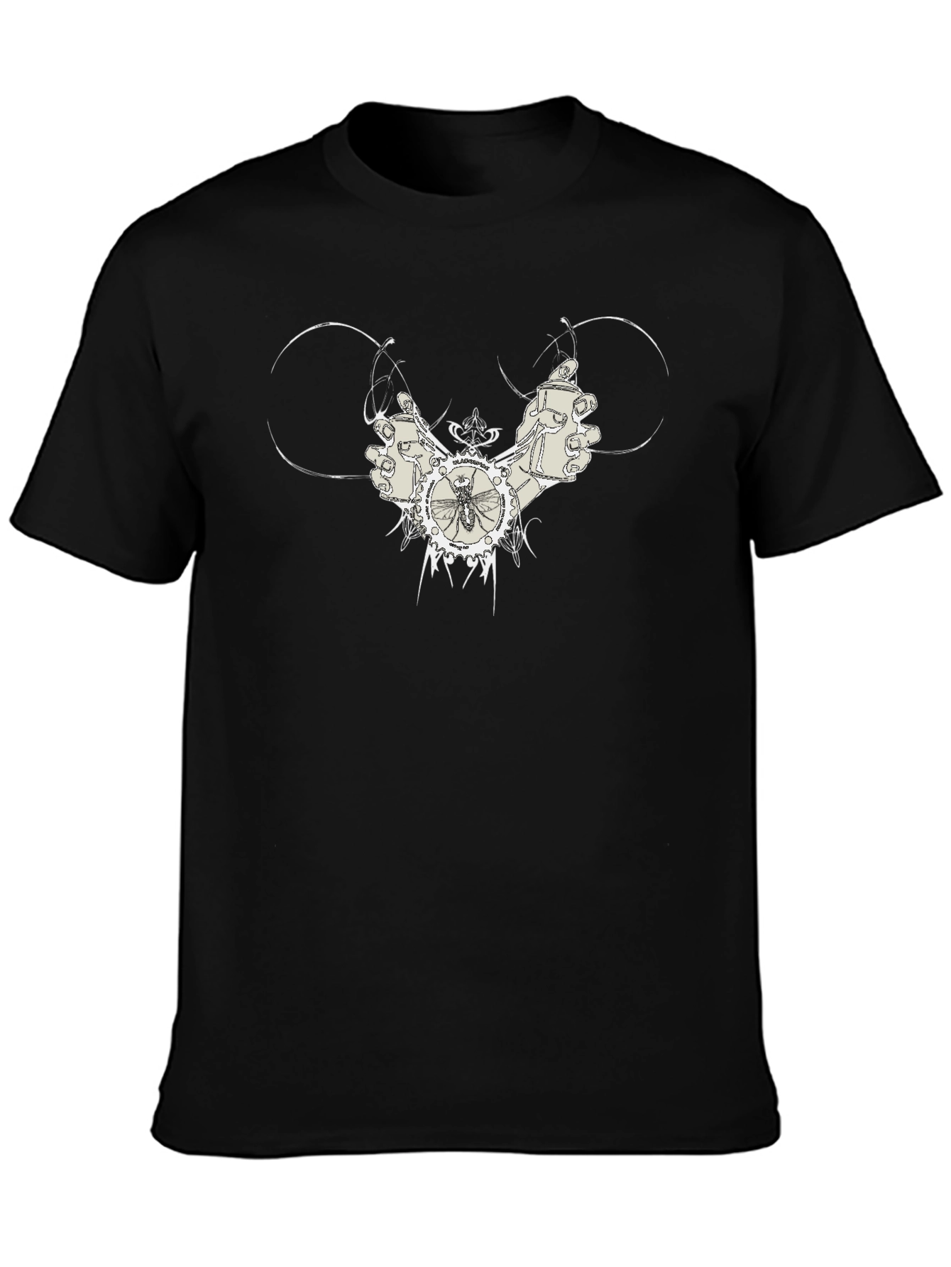 Modern Graphic Print Black T-Shirt