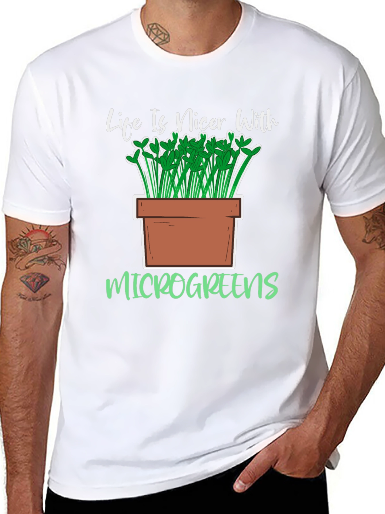 Life Is Nicer With Microgreens Black T-Shirt