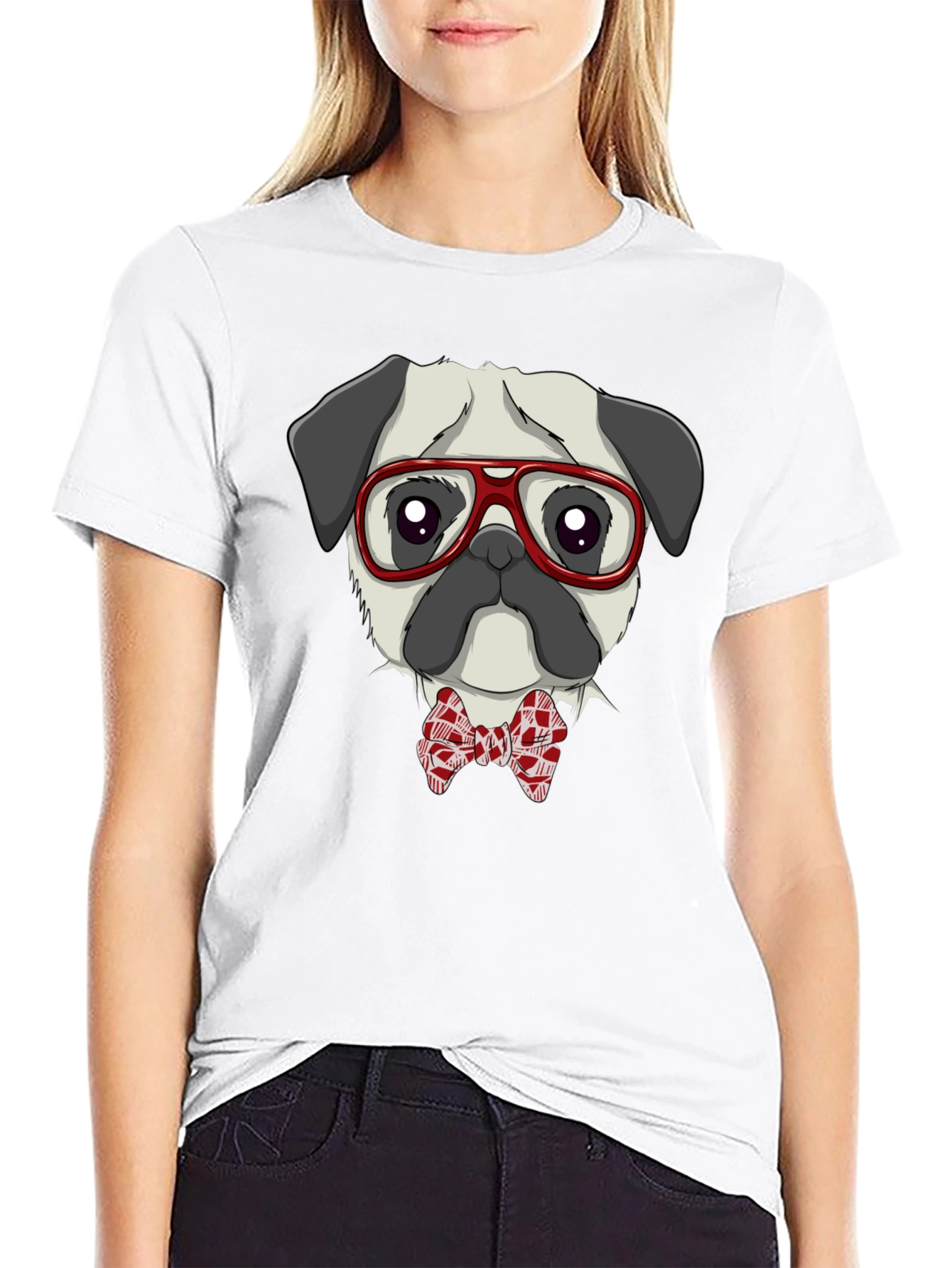 Pug with Glasses & Bow Tie T-Shirt