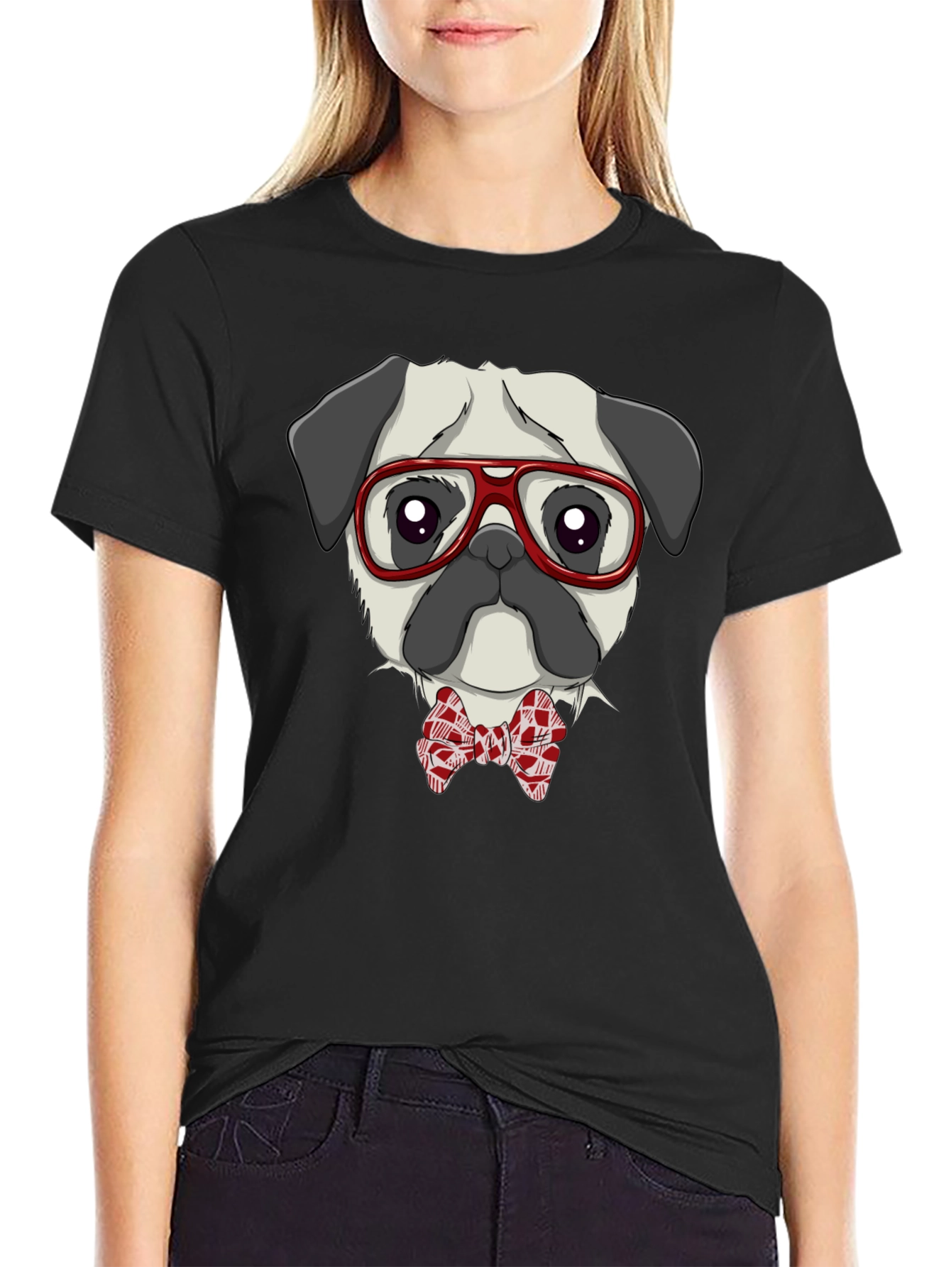 Pug with Glasses & Bow Tie T-Shirt