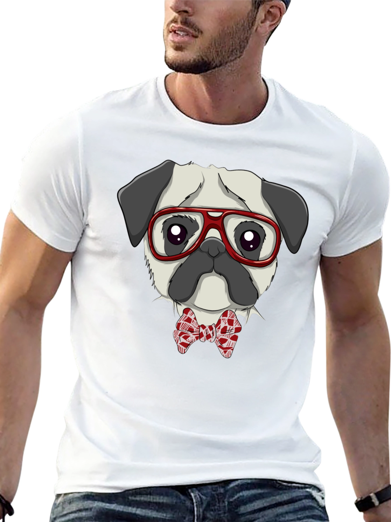 Pug with Glasses & Bow Tie T-Shirt