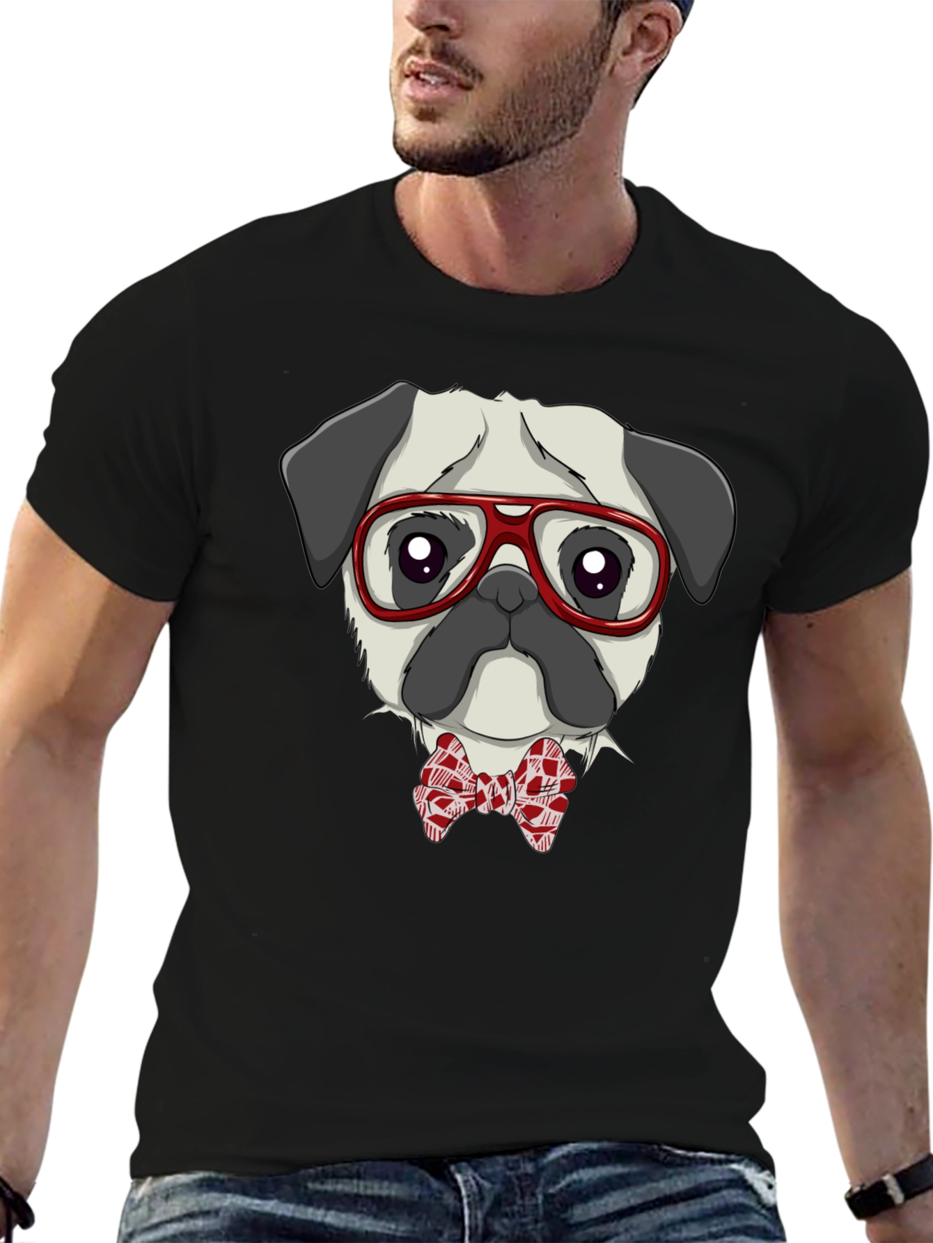 Pug with Glasses & Bow Tie T-Shirt