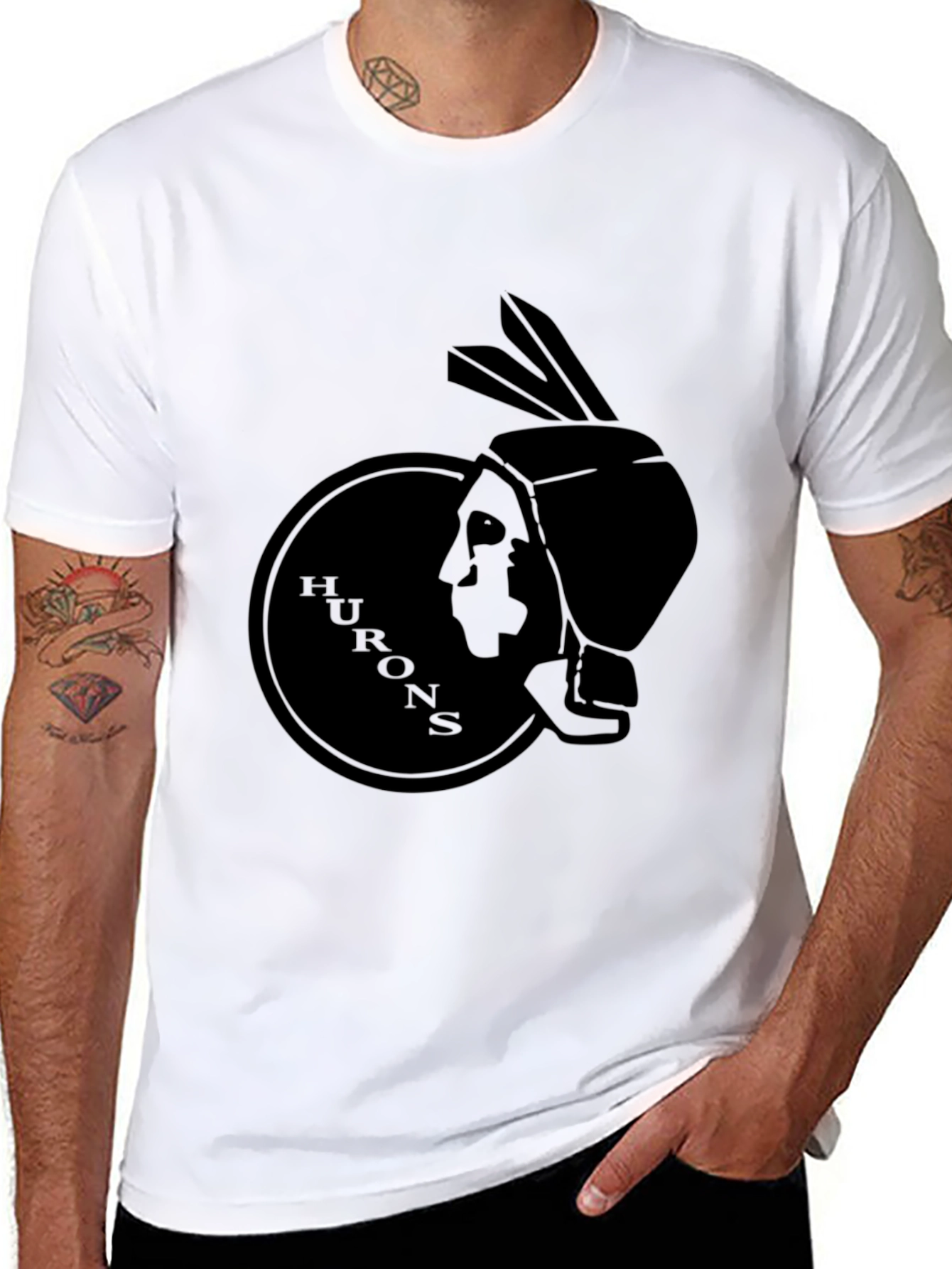 Hurons Graphic Tee - Black Cotton Blend