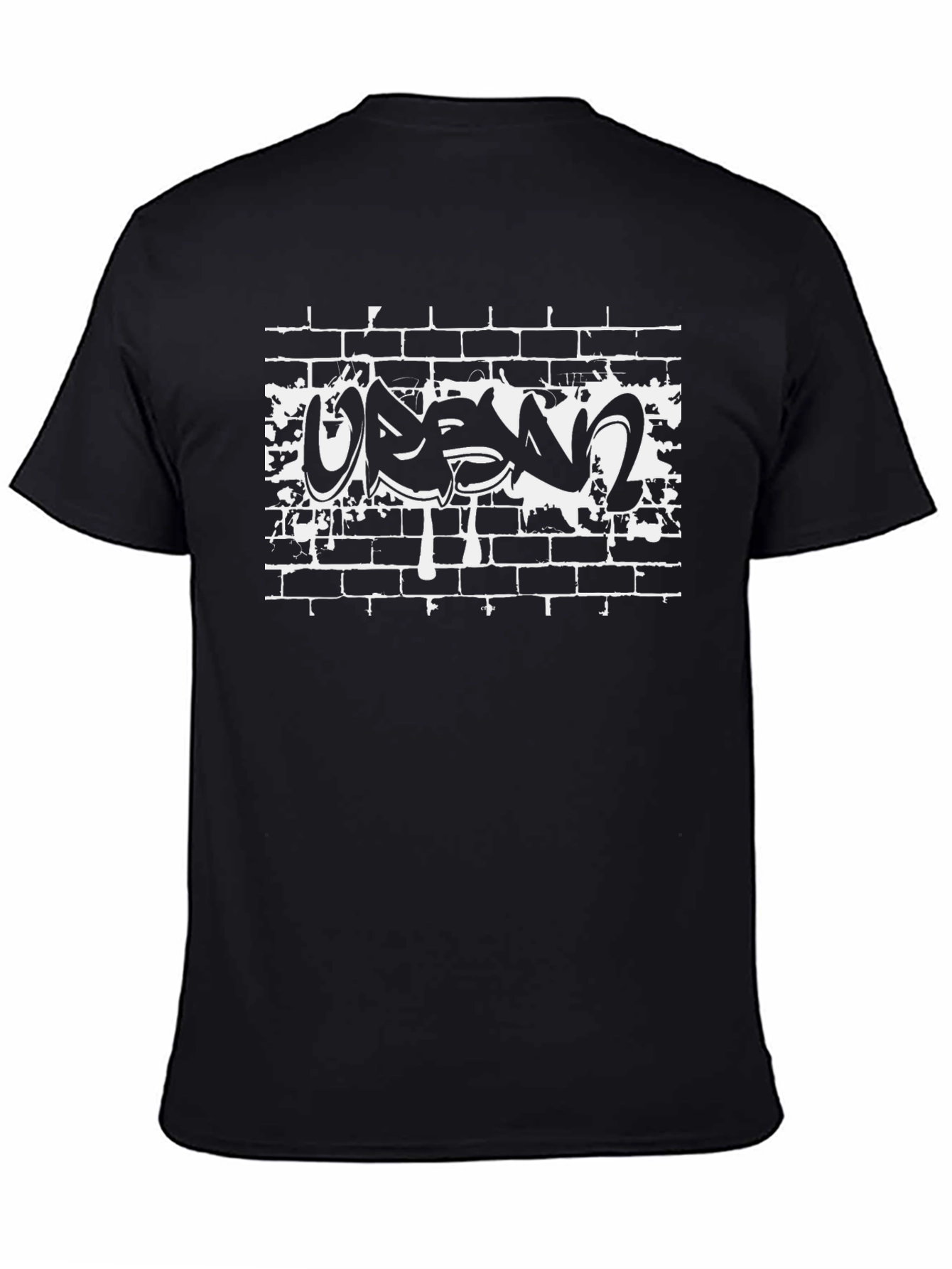 Urban Graffiti Brick Wall Black T-Shirt