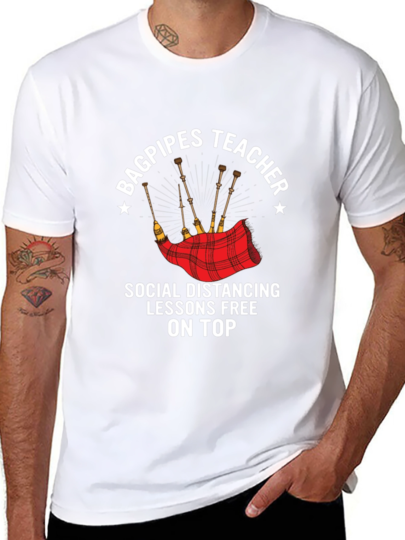Bagpipes Teacher Social Distancing T-Shirt