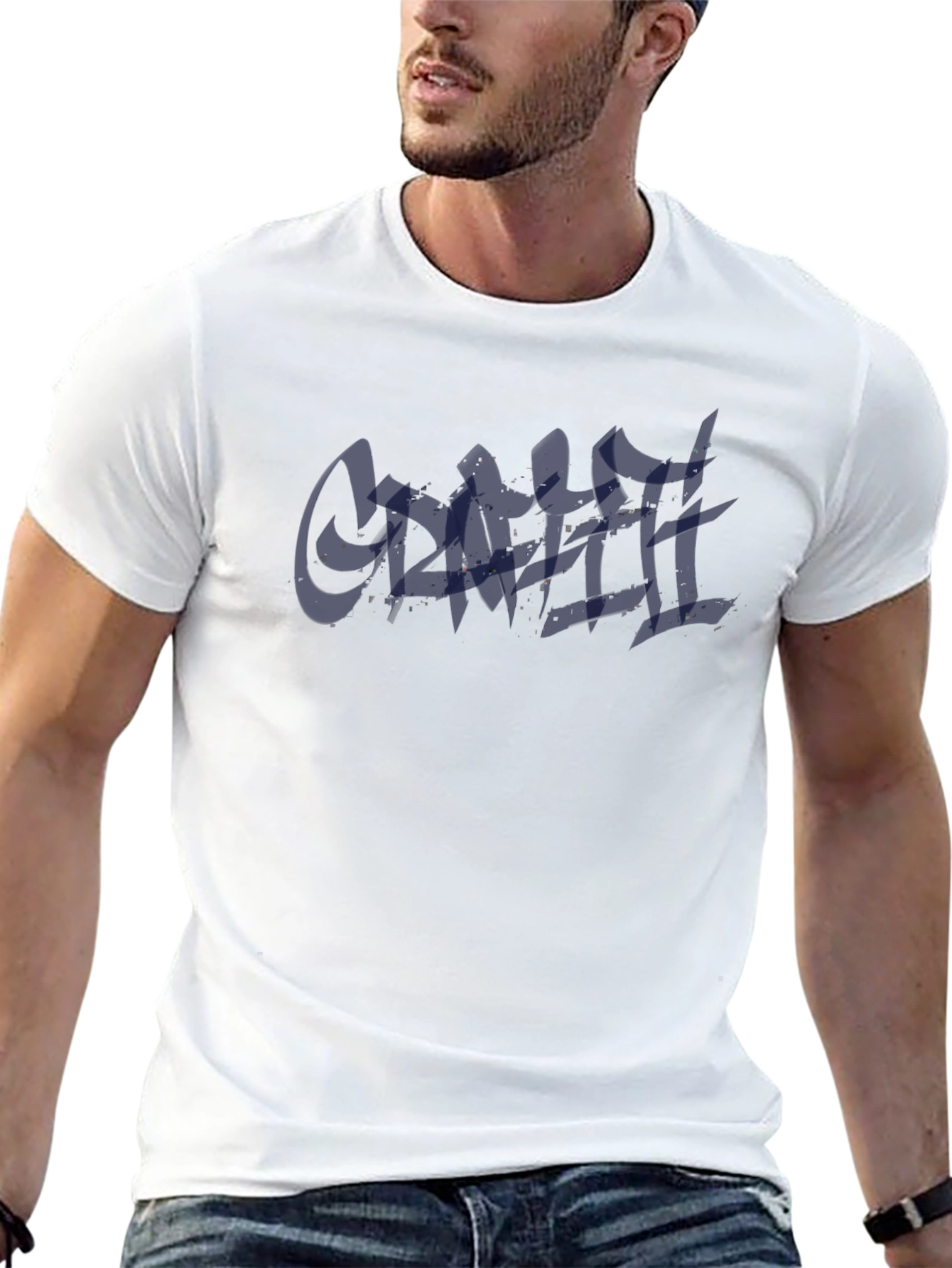 Mens Black T-Shirt with Graffiti Style Graphic