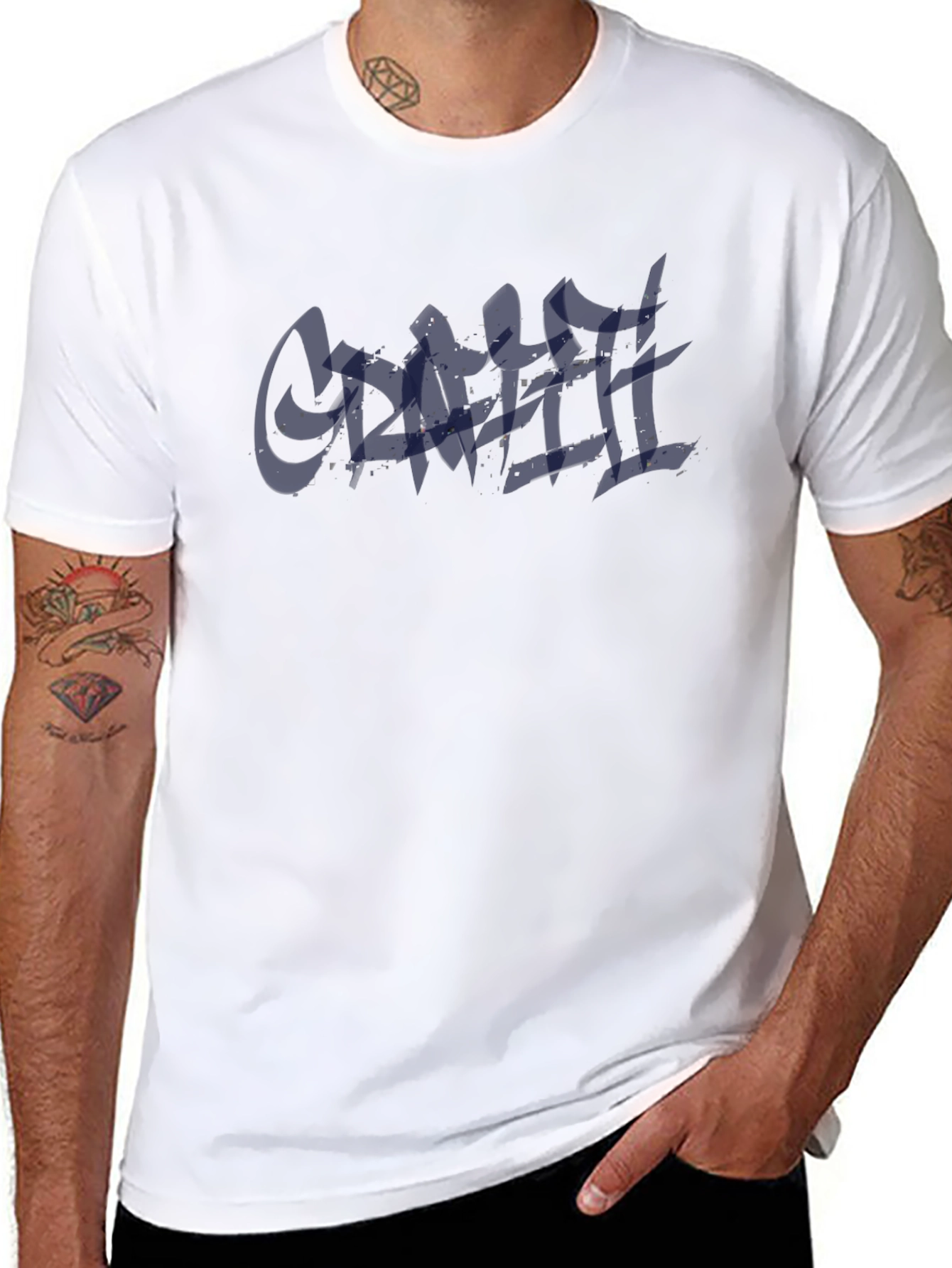 Mens Black T-Shirt with Graffiti Style Graphic