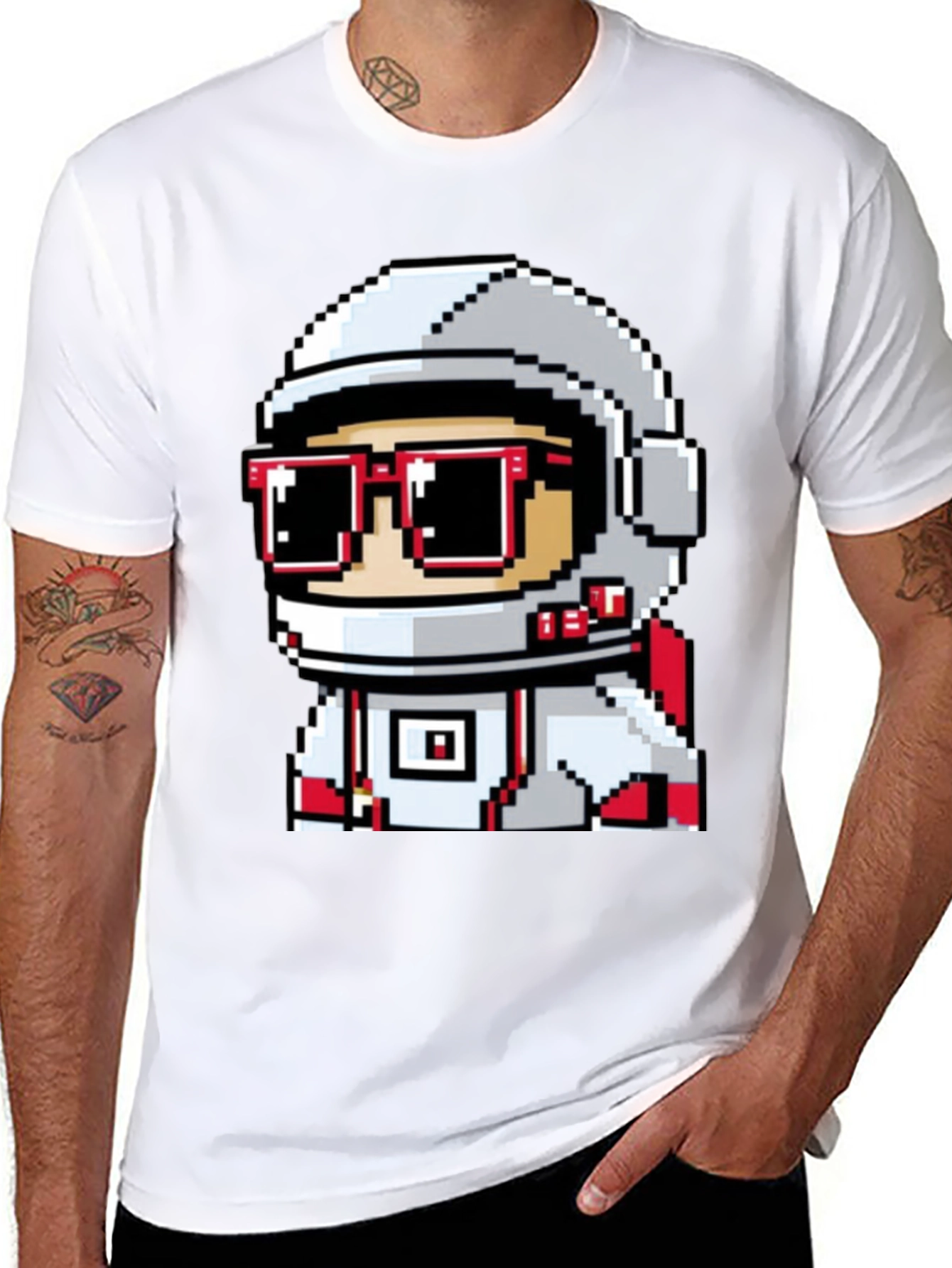 Pixel Astronaut Graphic T-Shirt - Cool Space Design