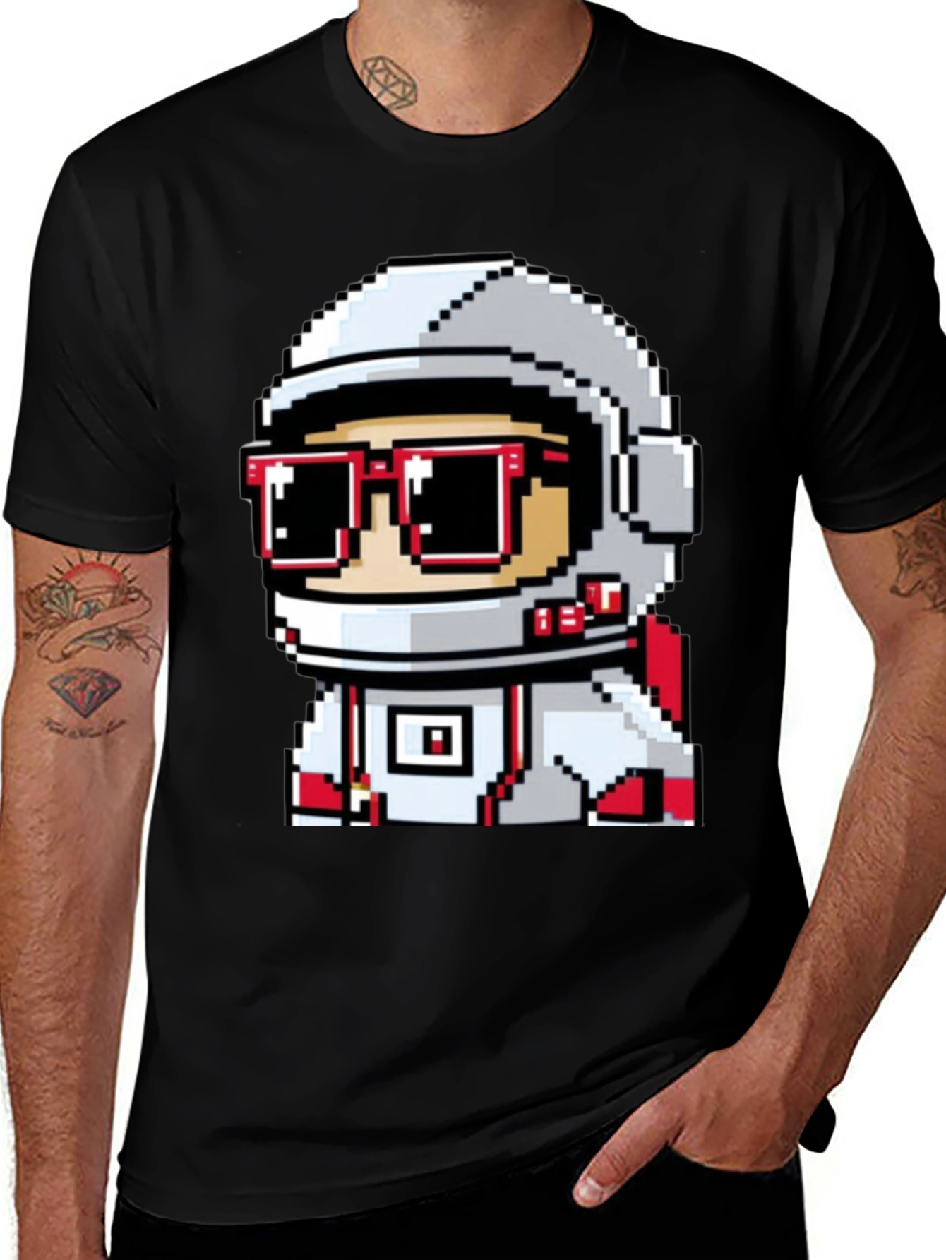 Pixel Astronaut Graphic T-Shirt - Cool Space Design
