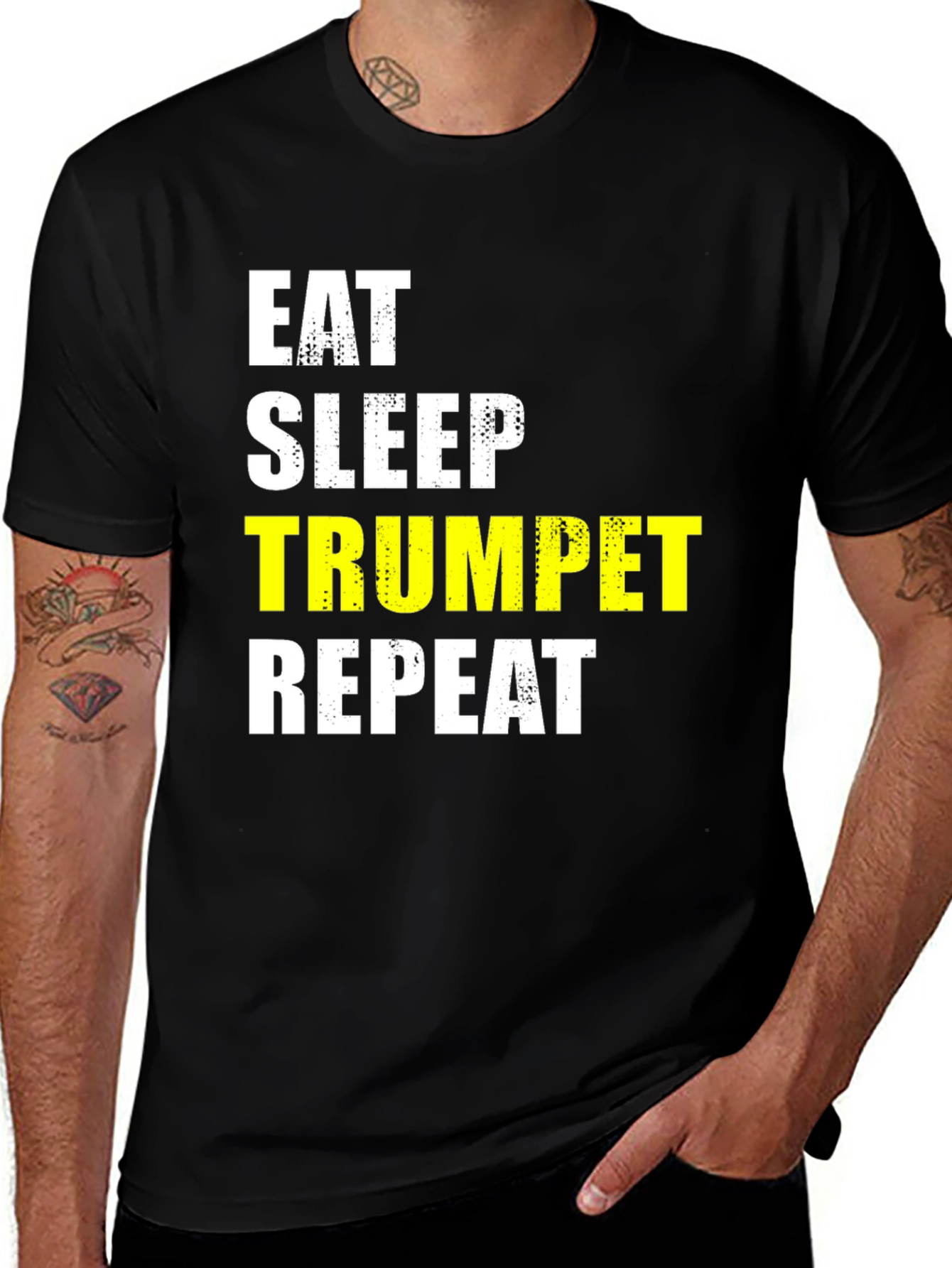 Eat Sleep Trumpet Repeat Black T-Shirt