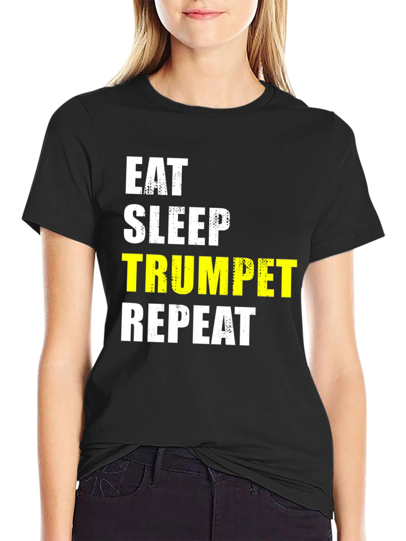 Eat Sleep Trumpet Repeat Black T-Shirt