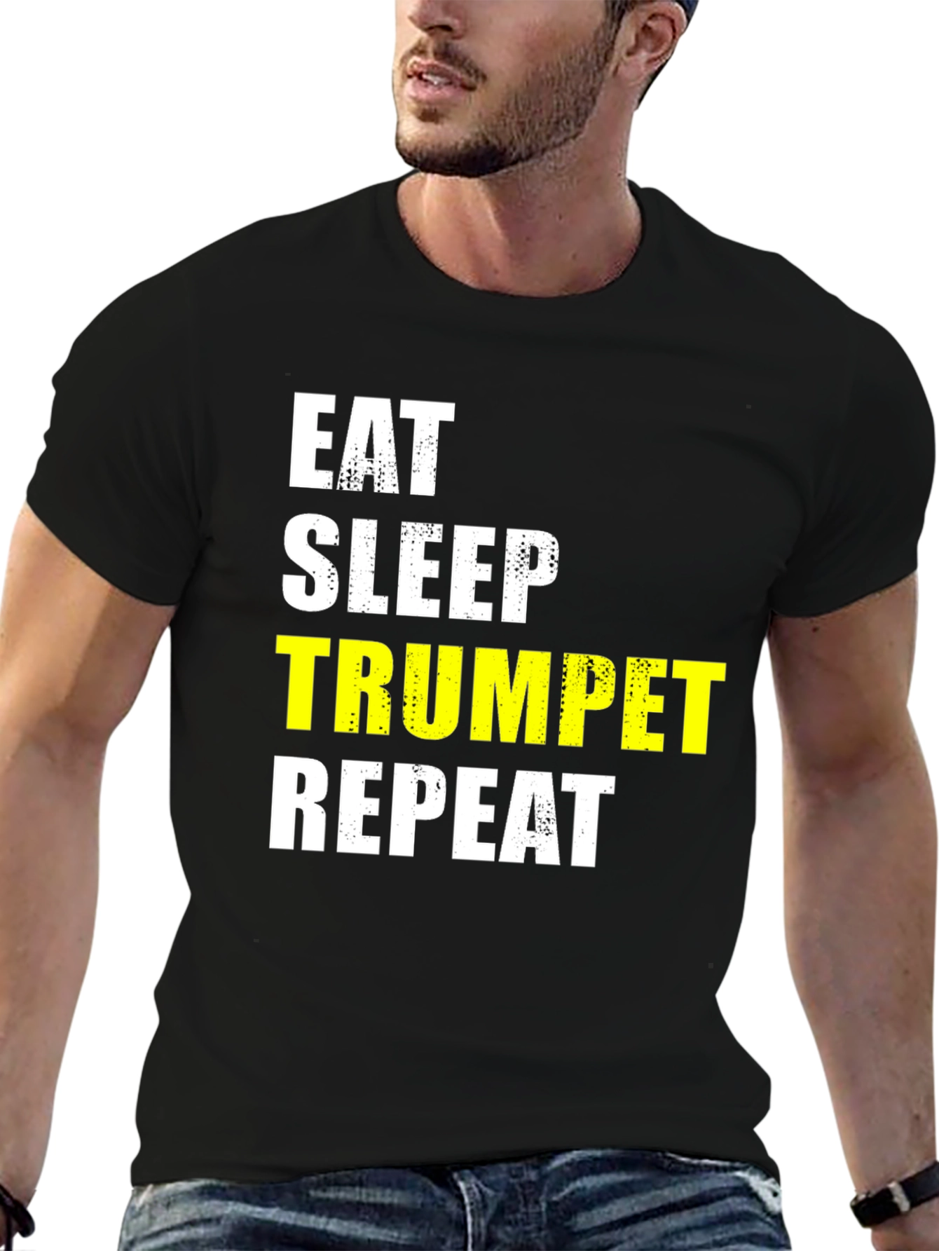 Eat Sleep Trumpet Repeat Black T-Shirt