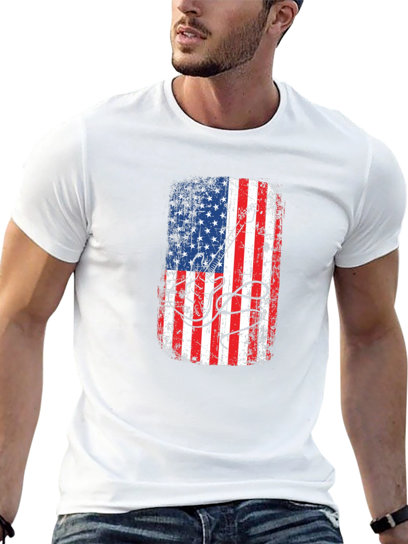 American Flag Guitar T-Shirt