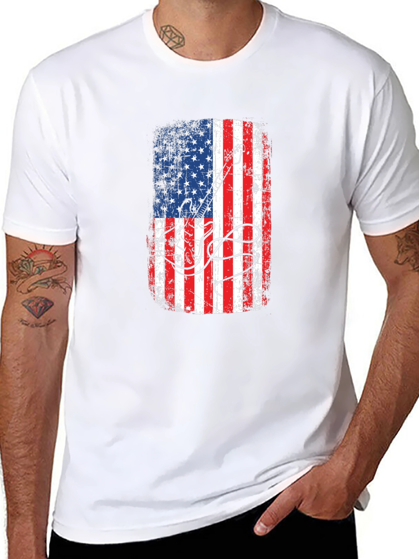American Flag Guitar T-Shirt