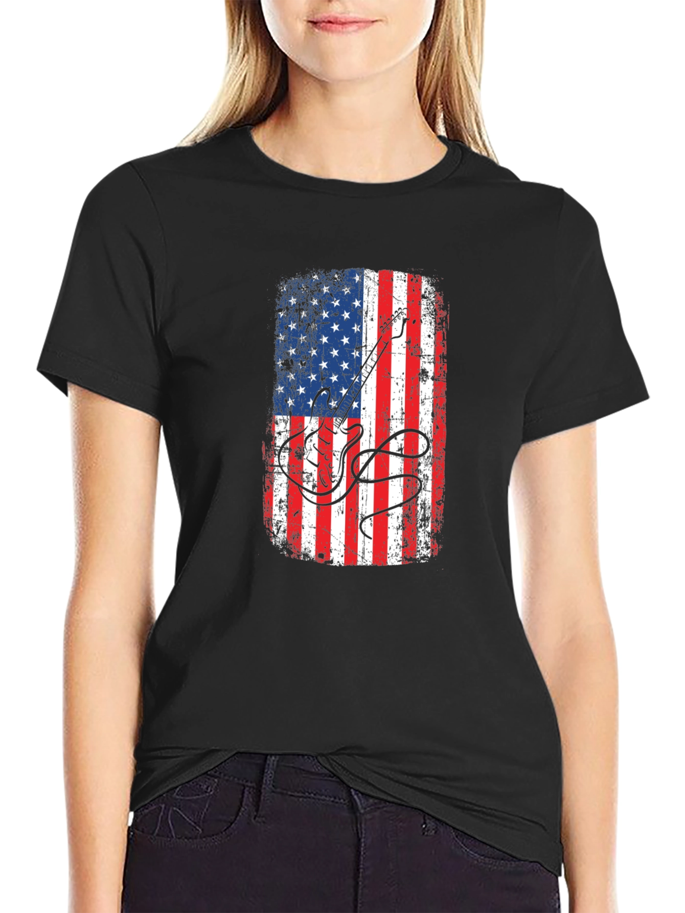 American Flag Guitar T-Shirt
