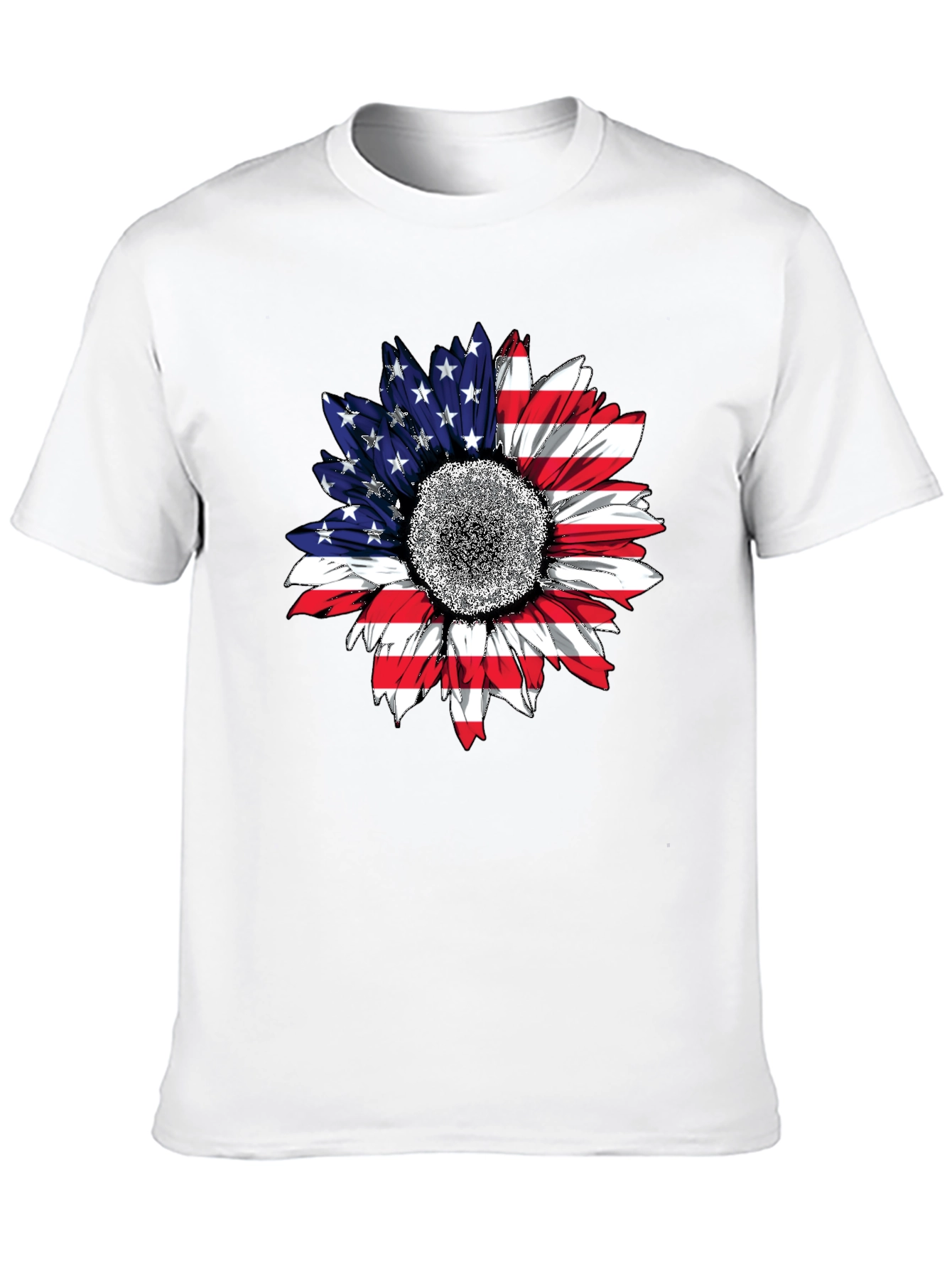 American Flag Sunflower T-Shirt Patriotic USA