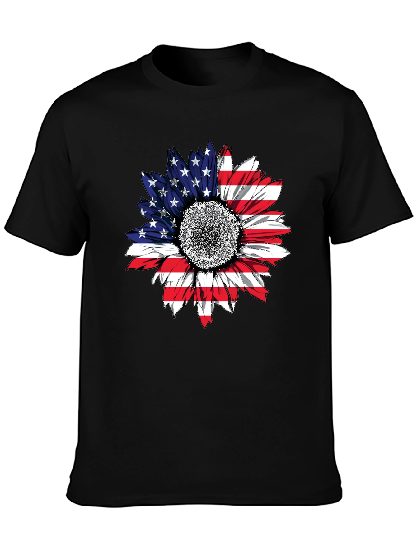 American Flag Sunflower T-Shirt Patriotic USA