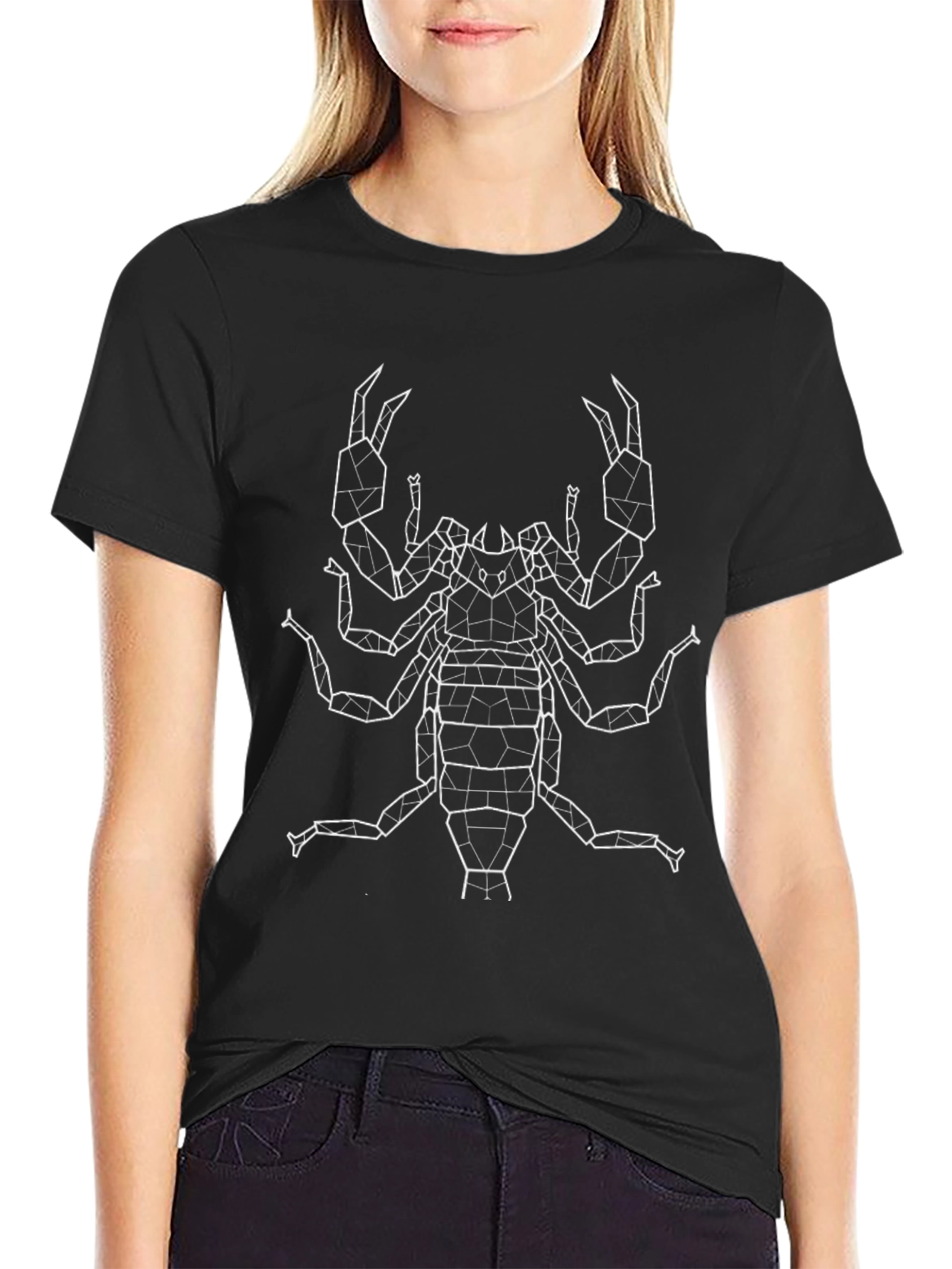 Geometric Scorpion Print Black T-Shirt