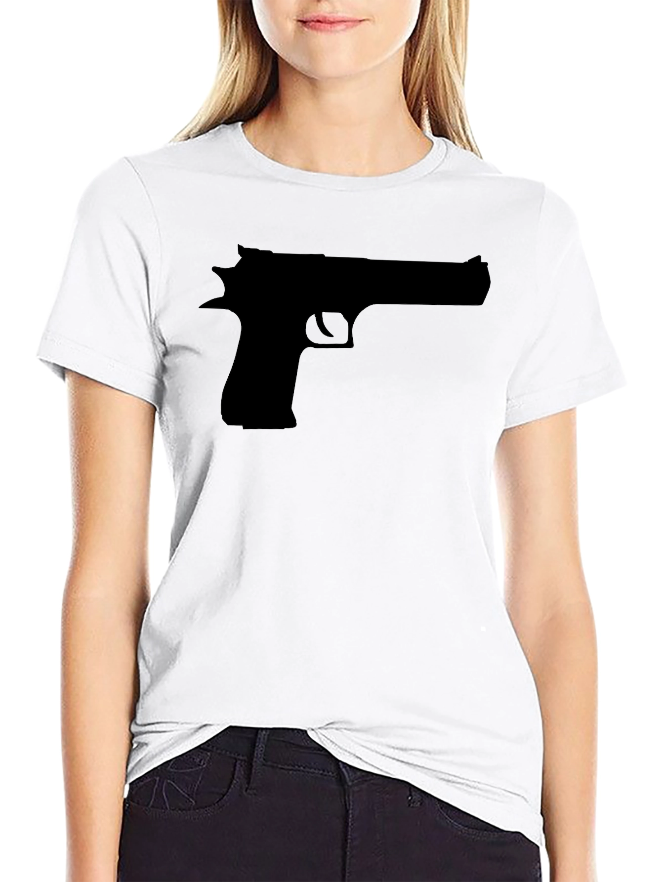 Gun Graphic Black T-Shirt - Edgy Design