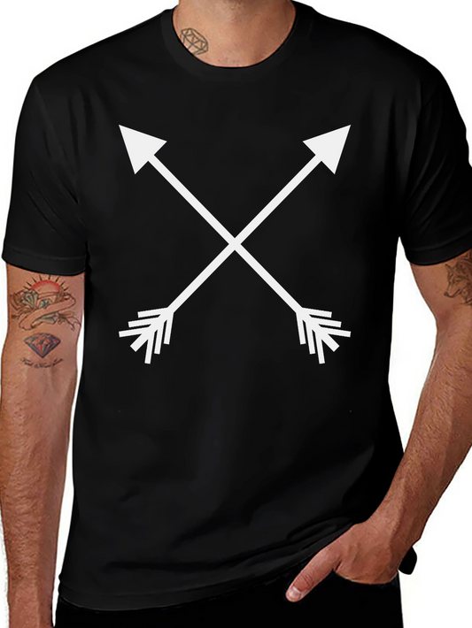 Crossed Arrows Graphic Tee - Mens Black Casual T-Shirt
