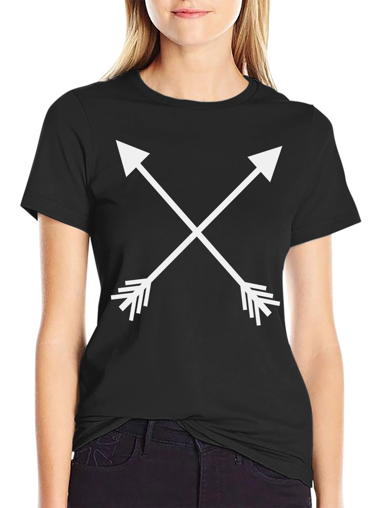 Crossed Arrows Graphic Tee - Mens Black Casual T-Shirt