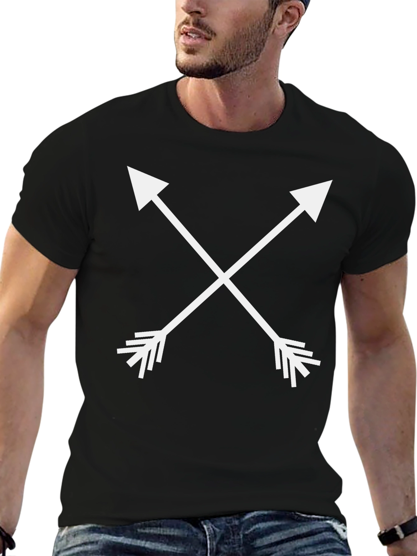Crossed Arrows Graphic Tee - Mens Black Casual T-Shirt
