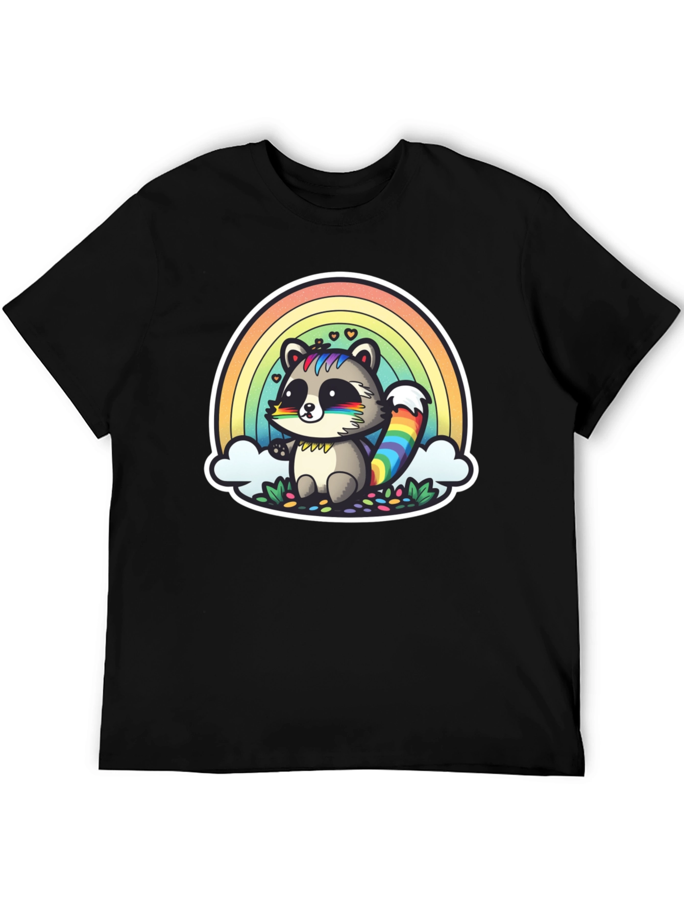 Rainbow Raccoon Graphic T-Shirt