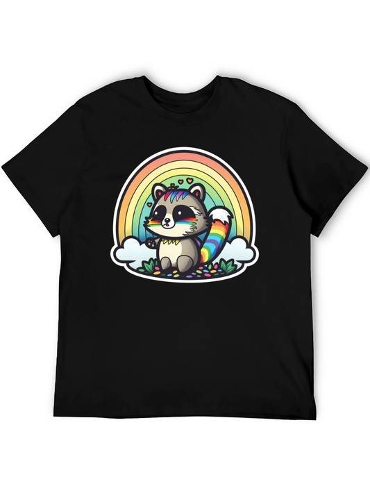 Rainbow Raccoon Graphic T-Shirt