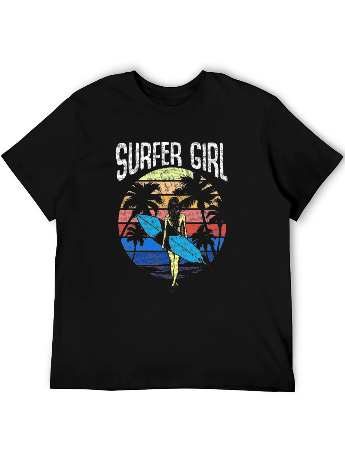Surfer Girl Retro Sunset Graphic Tee