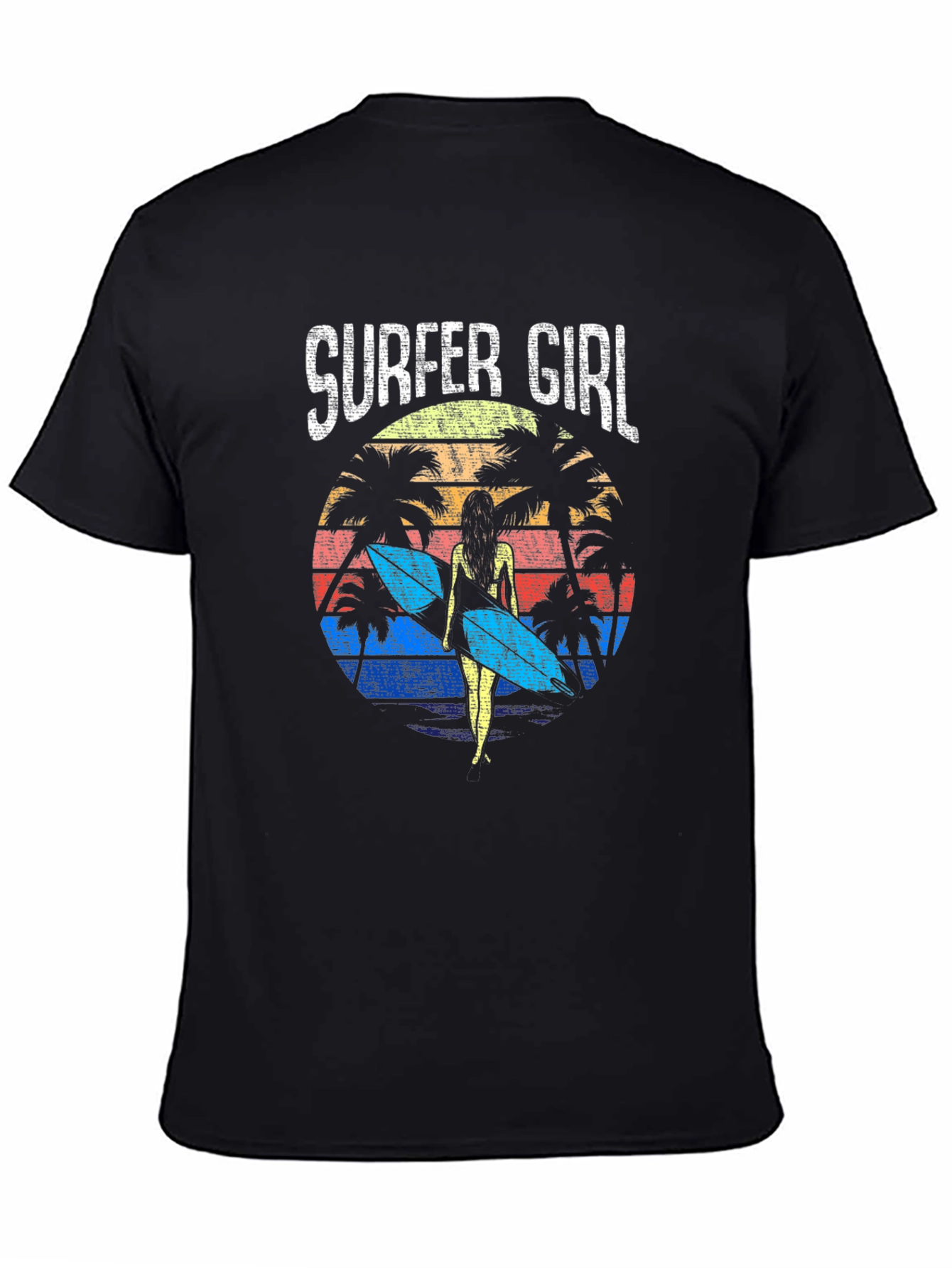 Surfer Girl Retro Sunset Graphic Tee